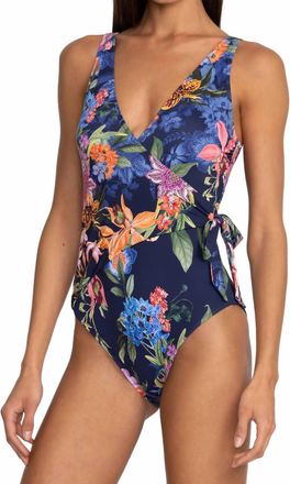 Johnny Was Wrap One Piece Swimsuit In Neon Jungle