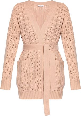 Max Mara perforated-knit cardigan - women - Wool/Cashmere - L - Neutrals