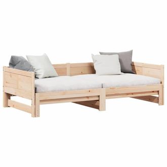 Berkfield Home Pull-out Day Bed 90x200 cm Solid Wood Pine in Natural