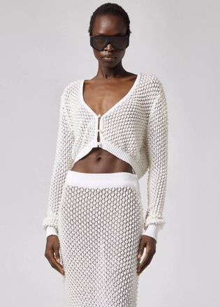Giuseppe Di Morabito Pearl V-Neck Cardigan In White