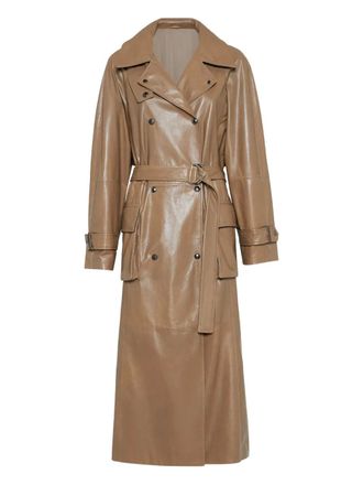 Brunello Cucinelli Leren trenchcoat - Beige