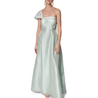 DKNY Asymmetric Satin Gown in Skylight at Nordstrom, Size 10