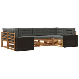 vidaXL Conjunto De Sof&aacute;s De Exterior 6 Pcs Natural Y Antracita Vidaxl