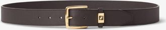 Fendi Brown Leather FF Belt, Size 110 cm