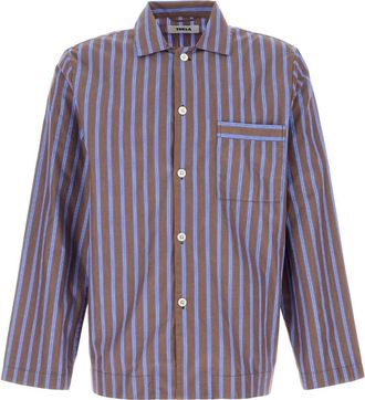 Tekla Embroidered Poplin Oversize Pyjama Shirt