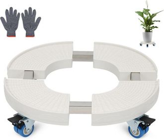 OEM Carro Blanco Para Plantas Con Base De Cristal M&oacute;vil Y Estable, Apto Para Uso Exterior, Redondo, De 38 Cm A 52 Cm