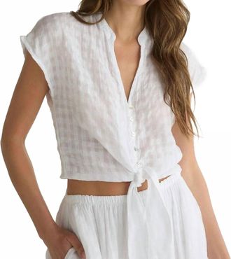 Bella Dahl Short Sleeve Tie Front Top In White