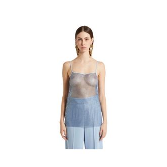 Marella Tops, Dames, Blauw, M, Denim, Strass Tanktop