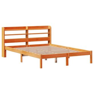 Berkfield Home Beautiful Bed Frame with Headboard Frame Wax Brown 150x200 cm Kin | Size: King
