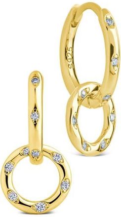 Sterling Forever Double Halo Pav&eacute; Drop Earrings in Gold at Nordstrom Rack