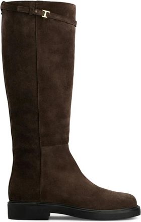 Tod's Bruine Platte Instapschoenen met Logodetail - Dames - Hoge Laarzen - Bruin - 37 EU - Schoenen