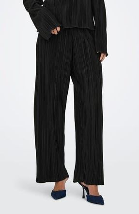 Only Pery High Waist Pliss&eacute; Flare Leg Pants in Black at Nordstrom Rack, Size X-Small