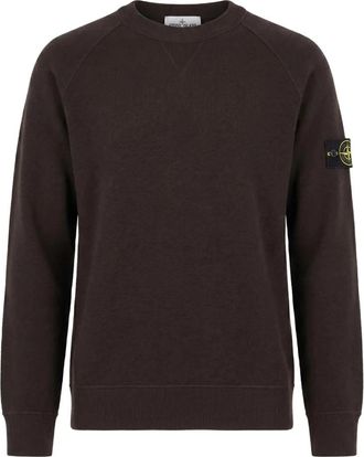 Stone Island Trui met logopatch en raglanmouwen - Heren - Ronde hals truien - Bruin - XL - Wol - Truien & Vesten