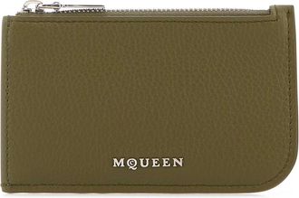 Alexander McQueen Alexander Mcqueen Army Green Leather Card Holder