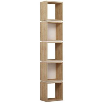 Dmora Dmora - Estante Para Libros Ascella, Estante De Oficina, Porta Libros M&oacute;vil, Biblioteca, 32x22 H167 Cm, Roble Y Blanco