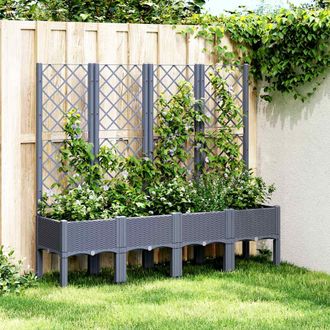 vidaXL Jardinera Con Enrejado Pp Azul Gris 160x40x142 Cm Vidaxl