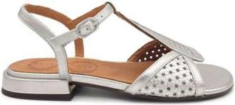 Chie Mihara Schoenen, Dames, Grijs, 37 EU, Leer, Zilveren leren sandalen met gespsluiting