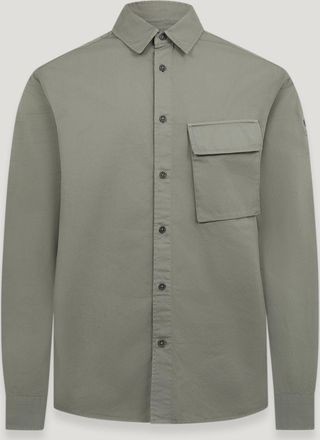 Belstaff Scale Shirt Mens Garment Dye Cotton Sage Green Size 2XL