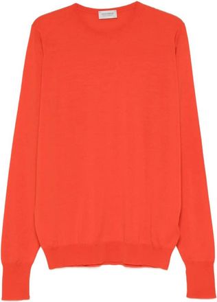 John Smedley Orange Crewneck Knit Sweater