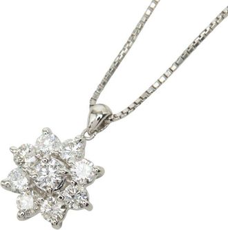 Seiko Platinum Diamond Snowflake Pendant Necklace