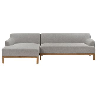 Beliani Beliani - Sof&aacute; Esquinero Elegante Tela Poli&eacute;ster Patas De Madera Sala De Estar Gris Derecho Sosjo