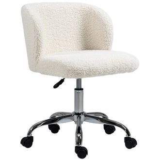 HOMCOM Office Chair - Swivel Chair with Adjustable Height and Wheels - White | TJ Hughes