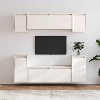 vidaXL Vidaxl - Muebles Para Tv 6 Piezas Madera Maciza De Pino Blanco