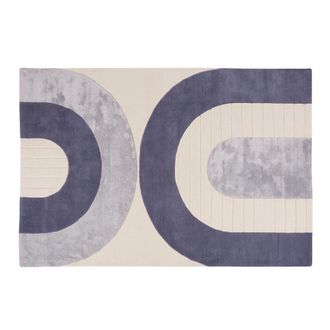 Maisons du monde Alfombra de lana y algod&oacute;n azul y crudo 160x230 cm