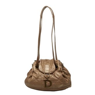 Dior Gold Leather Shoulder Bag Tote Bag (Pre-Owned)