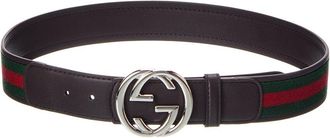 Gucci Interlocking G Web & Leather Belt