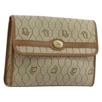 Dior Pre-owned Clutches, female, Beige, Size: ONE SIZE Pre-owned Honeycomb Canvas Pouch