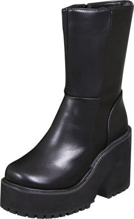 Generic Womens Platform Boots Square Toe Chunky Heel Platform Ankle Boots Comfortable Goth Boots Short Boots Casual Shoes Wedge Boots for Women Wide Calf (Bla