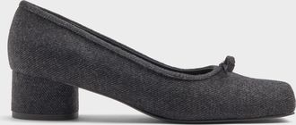 Charles & Keith Felt Bow Square-Toe Pumps