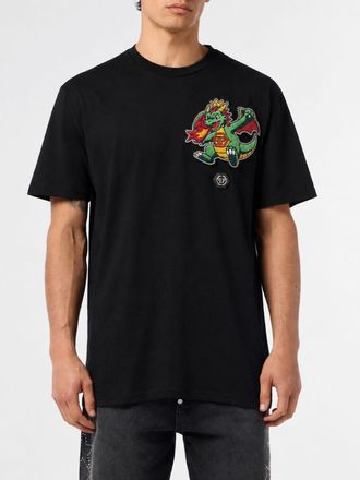 Philipp Plein T-shirt in cotone con logo Hexagon ricamato