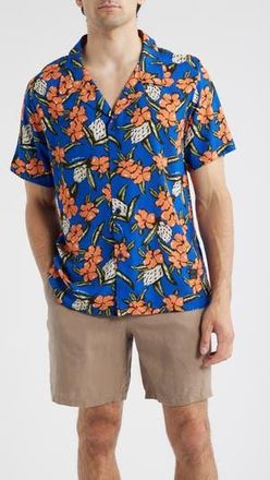 BOSS Beach Camp Shirt in Medium Blue at Nordstrom Rack, Size Xx-Large