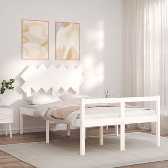 vidaXL Cama Para Personas Mayores Con Cabecero Madera Maciza Blanco Vidaxl