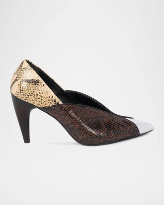 Isabel Marant Luza 90MM Colorblocked Snakeskin-Embossed Leather Pumps