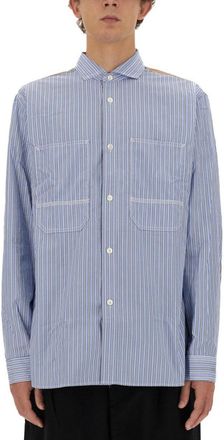 Junya Watanabe Striped Front And Plaid Back Cotton Shirt
