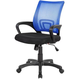Serena Serena - Silla De Oficina Lismore, Silla Operativa De Malla Con Reposabrazos, Asiento De Oficina Ergon&oacute;mico, Cm 59x54h90/100, Negro Y Azul