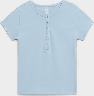 Twik Womens Cap-sleeve Henley T-shirt