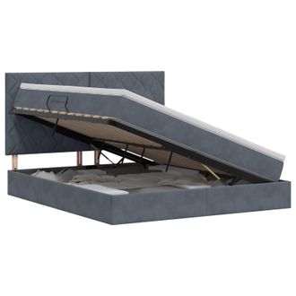 vidaXL Cama Con Almacenamiento Y Colch&oacute;n Gris Oscuro 140 X 190 Cm Vidaxl