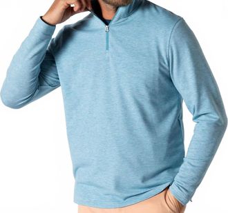 Duck Head Long Sleeve Wakeman Stripe Performance Shirt In Sail Blue Heather