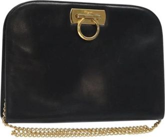 Ferragamo Tweedehands leren schoudertassen - Dames - Vintage Schoudertas - Zwart - ONE Size - Leer - Vintage