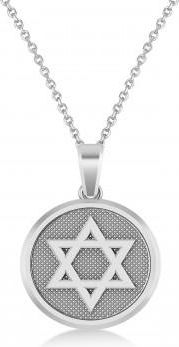 Allurez Jewish Star Of David Pendant Necklace 14K White Gold