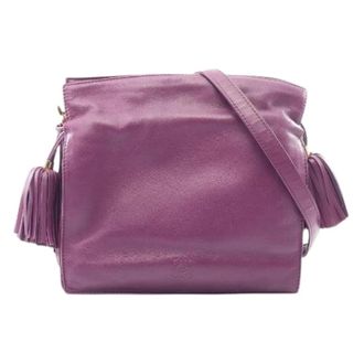 Loewe Pre-owned Flamenco22 Leren Schoudertas - Dames - Pre-owned - Paars - Maat: ONE Size Lame