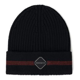 Hackett Gebreide muts met logo - Heren - Accessoires - Blauw - Maat: L Zijde