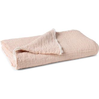 Coyuchi Topanga Organic Cotton Matelass&eacute; Throw Blanket in Praline Chambray at Nordstrom