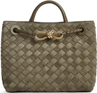 Bottega Veneta Small Andiamo Intrecciato Suede Shoulder Bag in 3231 Cypress-M B-Cypress at Nordstrom