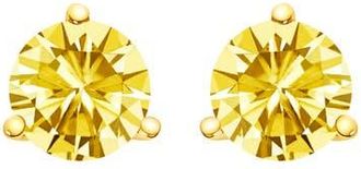 House of Brilliance 14K Gold 3-Prong Martini Set 1 1/2 Cttw Yellow Lab Grown Diamond Solitaire Stud Earrings at Nordstrom