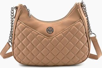 Like Dreams Womens Auburn Y2K Vegan Dual Quilted Shoulder Bag In Nude